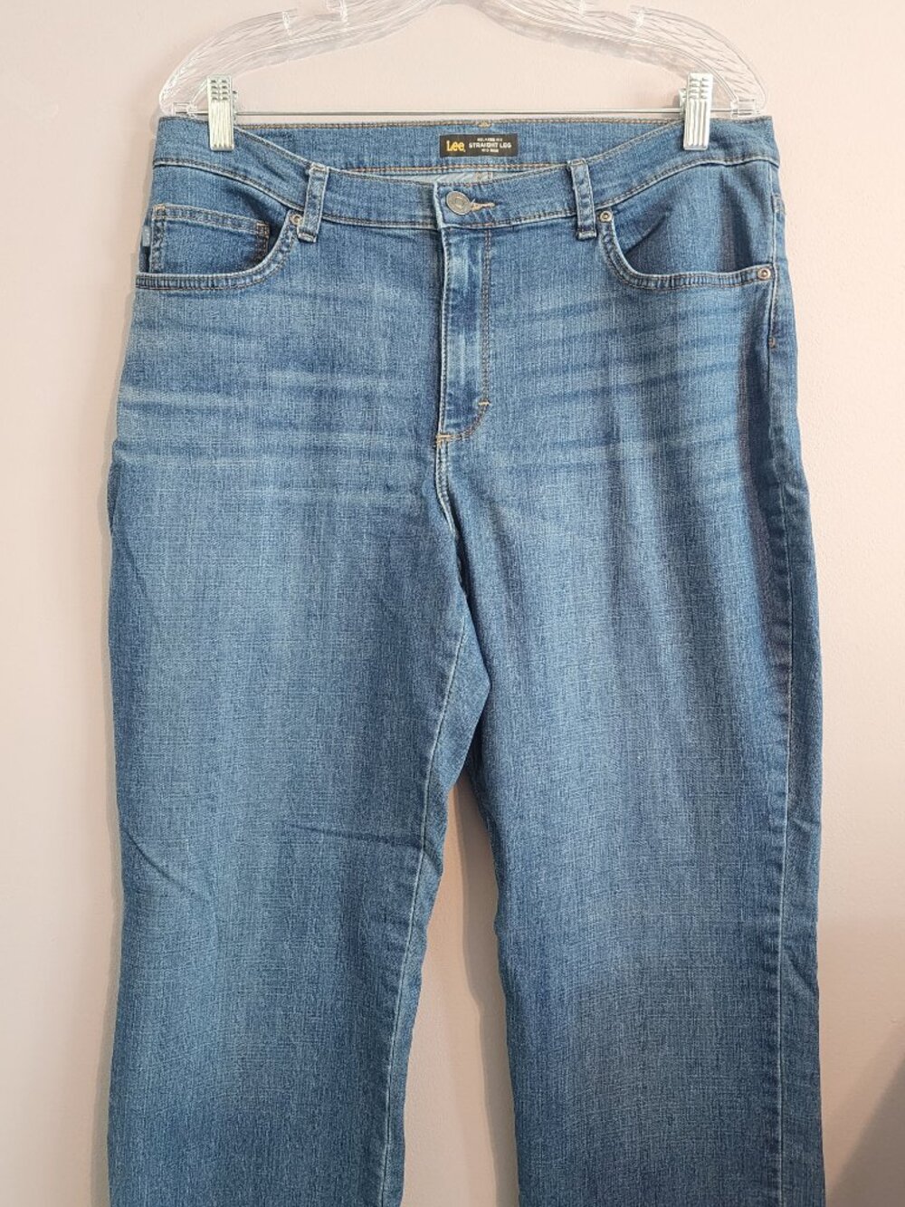 2/$22 Lee Mid Rise Relaxed Fit Straight Leg Blue Jeans Size 14 Long - Picture 2 of 12